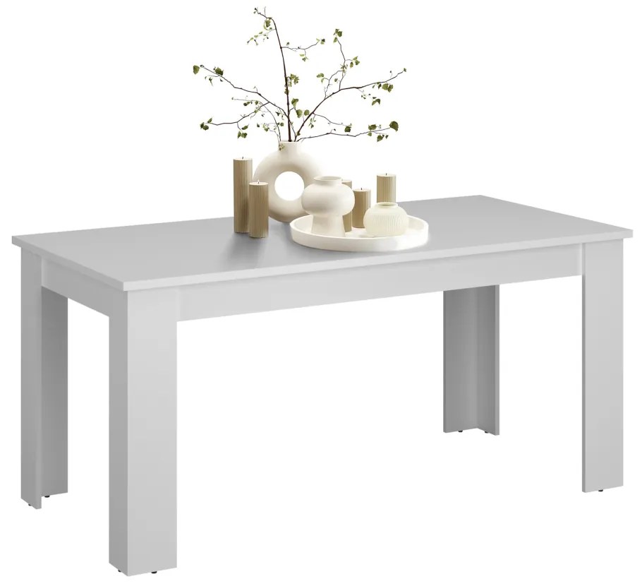 Masa dining extensibila, alba, 160-210x90 cm, ERODIN