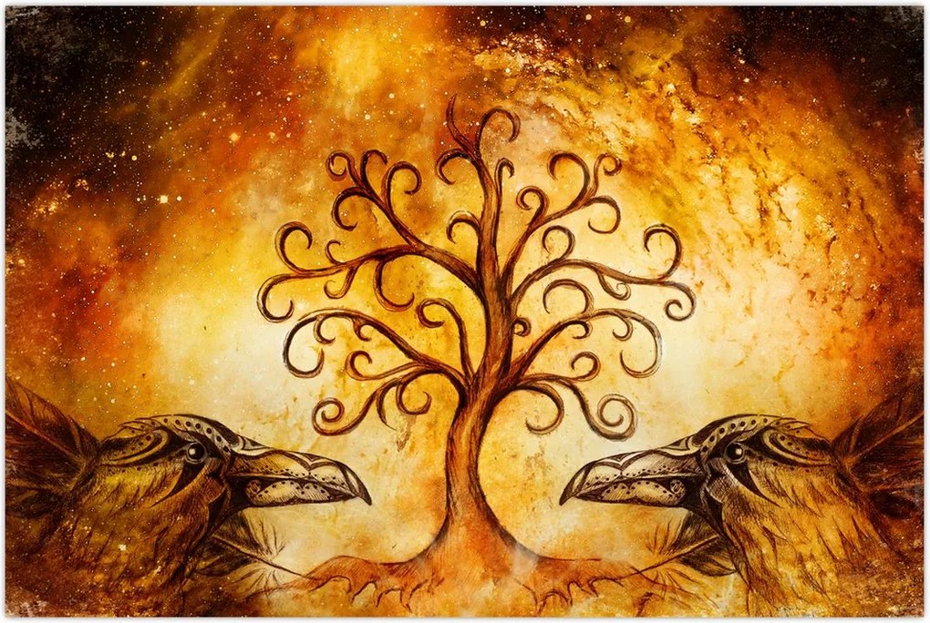 Tablou natural abstract cu copac (90x60 cm)