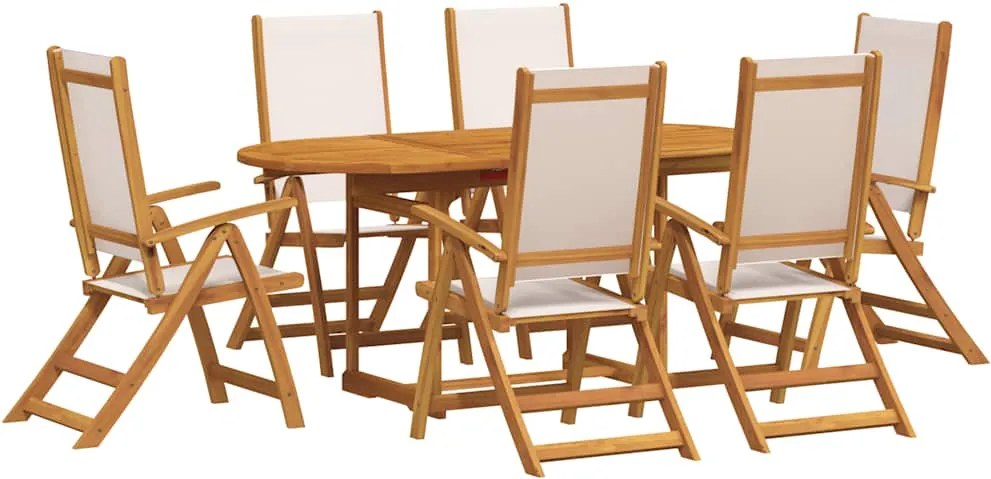 vidaXL Set mobilier de grădină, 7 piese, lemn masiv acacia/textilenă
