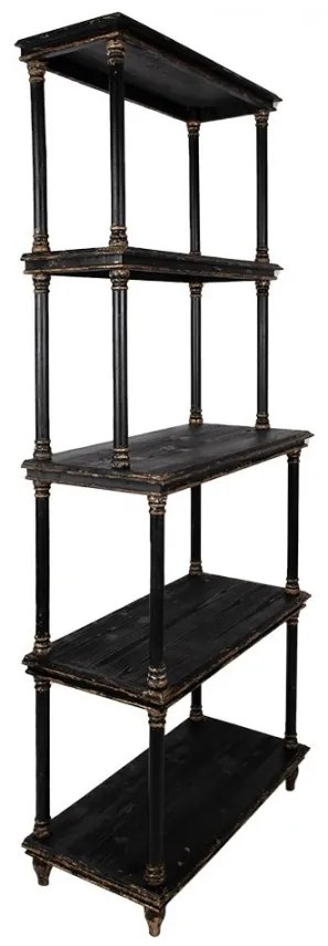 Biblioteca neagra, din lemn, aspect vintage, Rustique