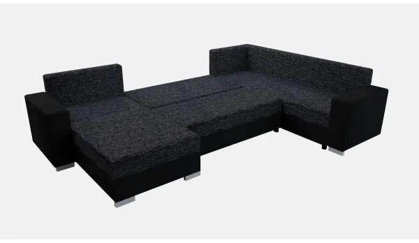 Canapea extensibilă în U, tapițată, universală YORK, negru/antracit