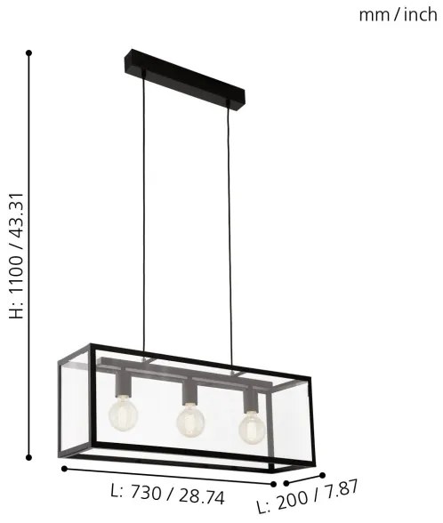 Lustră Eglo 49393 CHARTERHOUSE 3xE27/60W/230V