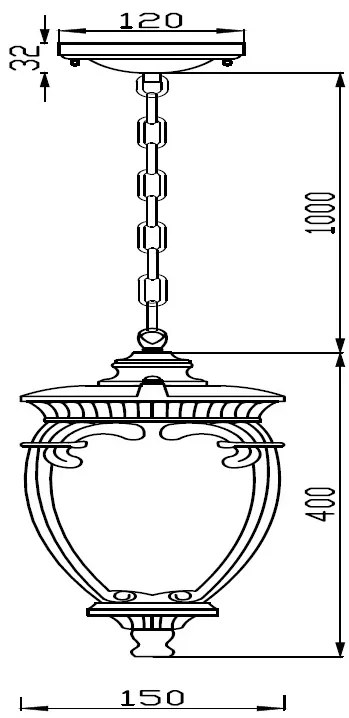 Pendul de exterior protectie IP44, Fleur negru cu auriu