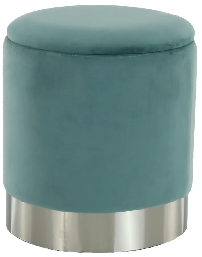 Taburet, catifea Velvet verde-mentol/crom argintiu, DARON