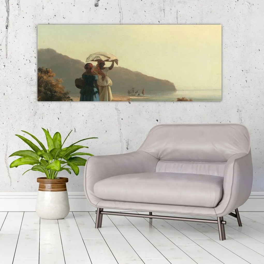 Tablou - Camille Pissarro, Two Women Chatting by the Sea, St. Thomas, reproducere (120x50 cm)