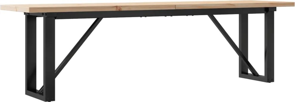 vidaXL Masă de cafea, cadru O, 160x40x45,5 cm, lemn masiv pin și Oţel