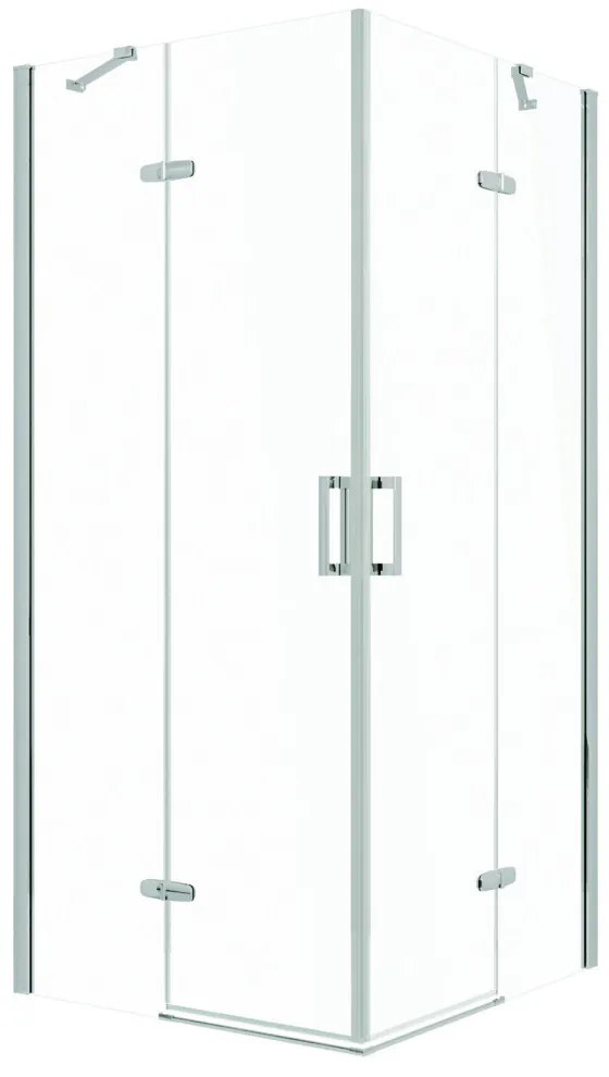 Cabină de duș pătrată Flow Chrome cu ușă batantă 80 cm