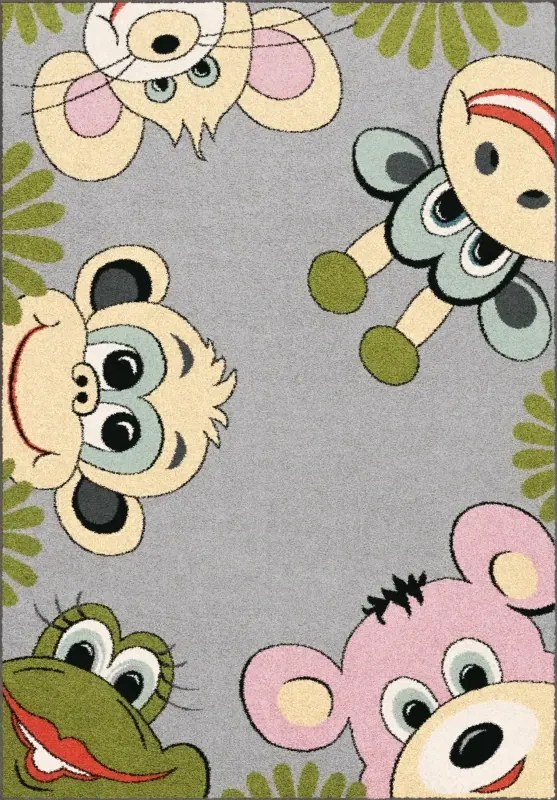 Covor Copii Cu Animale Tig Graphite Selectează mărime: 133 X 180