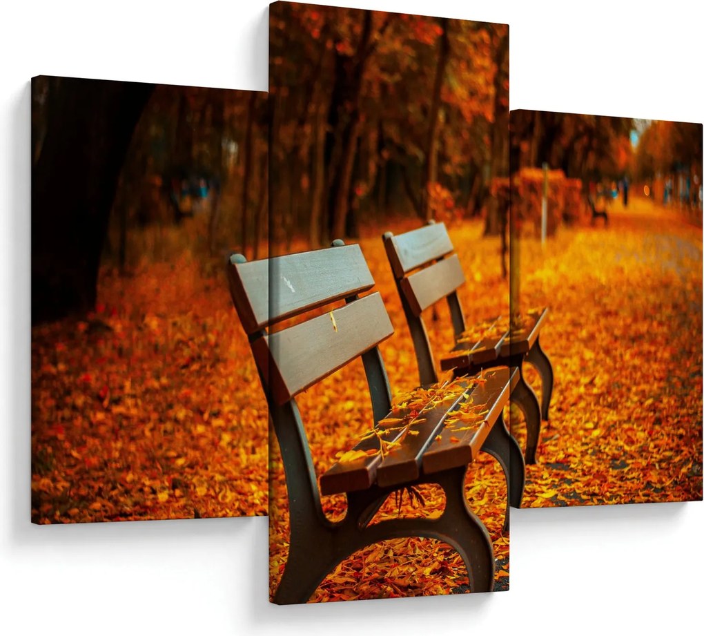 Tablou cu banca toamna (90x60 cm)