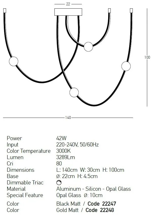 Lustra LED arcuita design modern Line negru