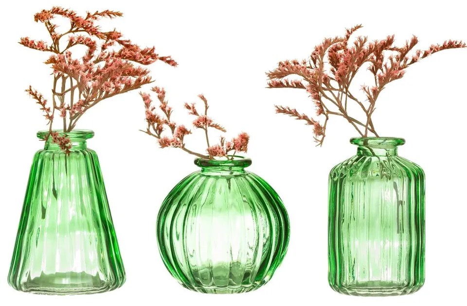 Set 3 vaze din sticlă Sass & Belle Bud, verde