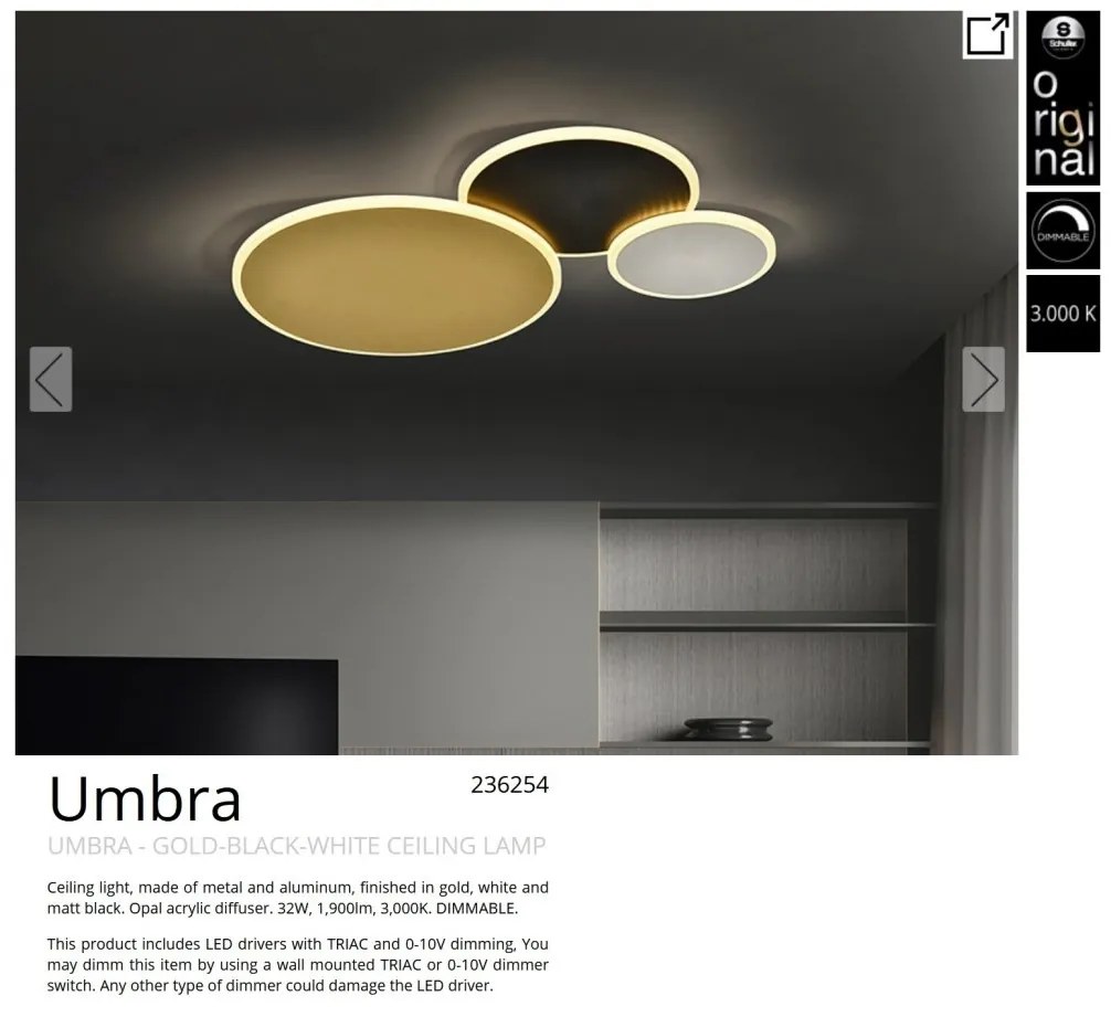 Lustra LED aplicata moderna design circular Umbra