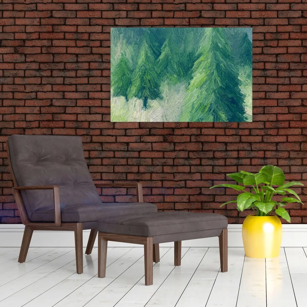 Tablou - Conifere pictate (90x60 cm)