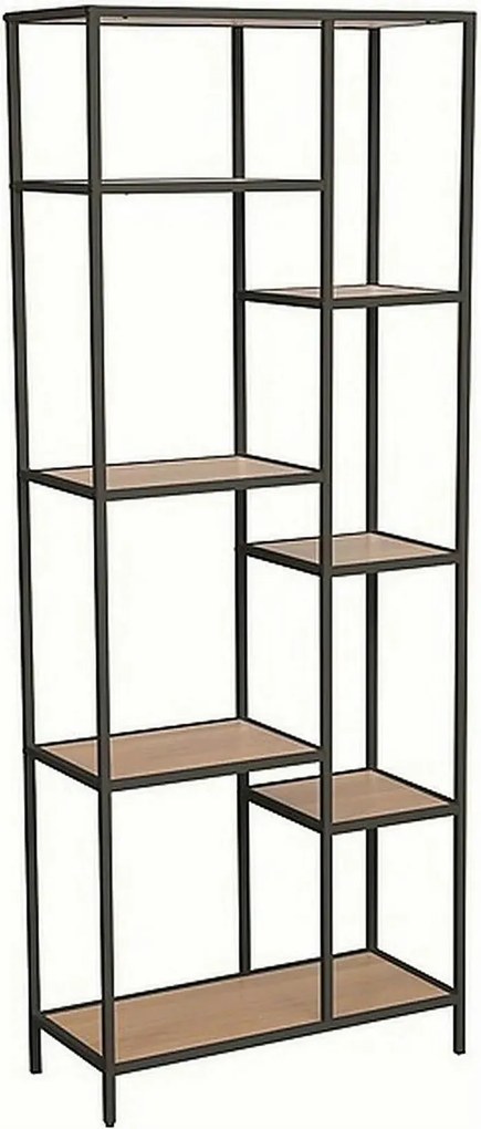 Etajera COSTA A, stejar/negru, PAL/metal, 70x30x178 cm