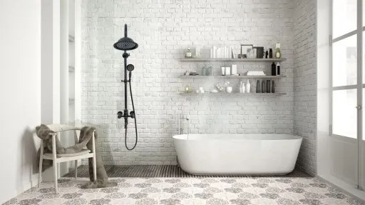 Baterie pentru dus Vintage negru mat reglabila - H 137 cm