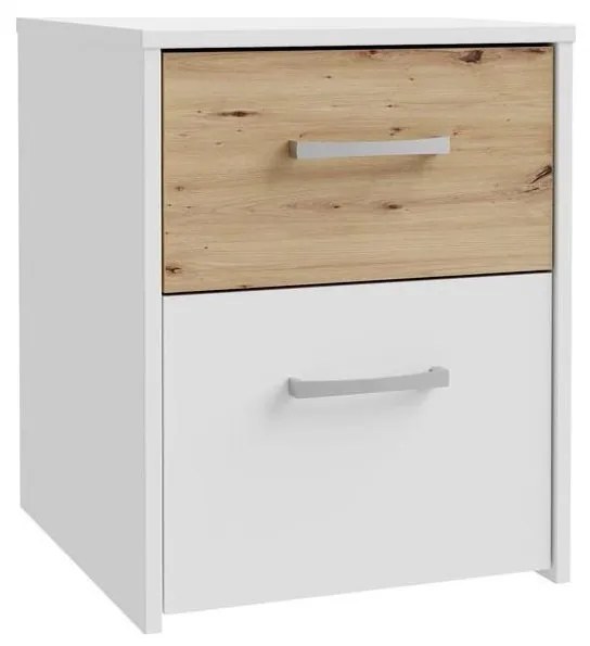 Noptieră URO, stejar artisan/alb