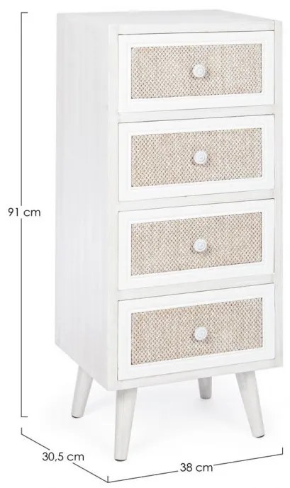 Comoda alb nordic din MDF melaminat, 38 cm, Montiel Bizzotto