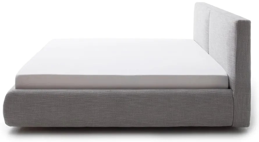 Pat matrimonial gri tapițat cu spațiu de depozitare cu somieră 180x200 cm Atesio – Meise Möbel