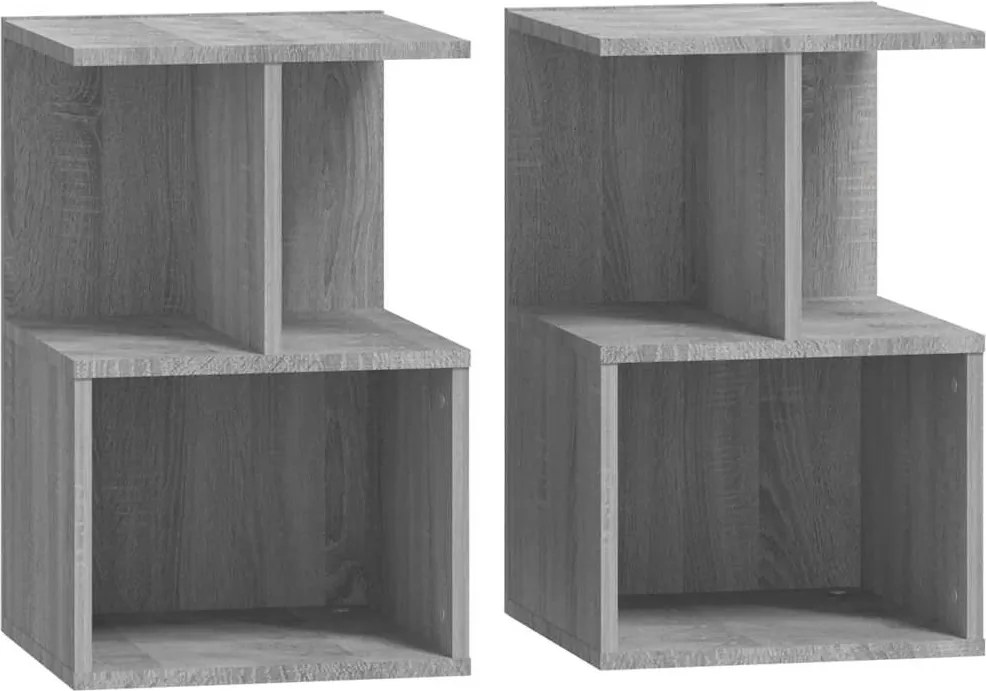 vidaXL Noptiere, 2 buc., sonoma gri, 35x35x55 cm, lemn prelucrat
