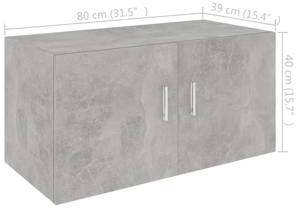 Dulap montat pe perete, gri beton, 80 x 39 x 40 cm, PAL 1, Gri beton