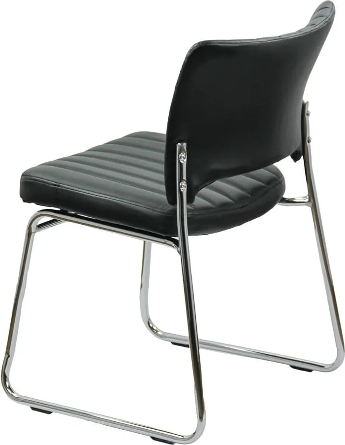 Scaun vizitator negru HRC 613 din piele ecologică și cadru cromat