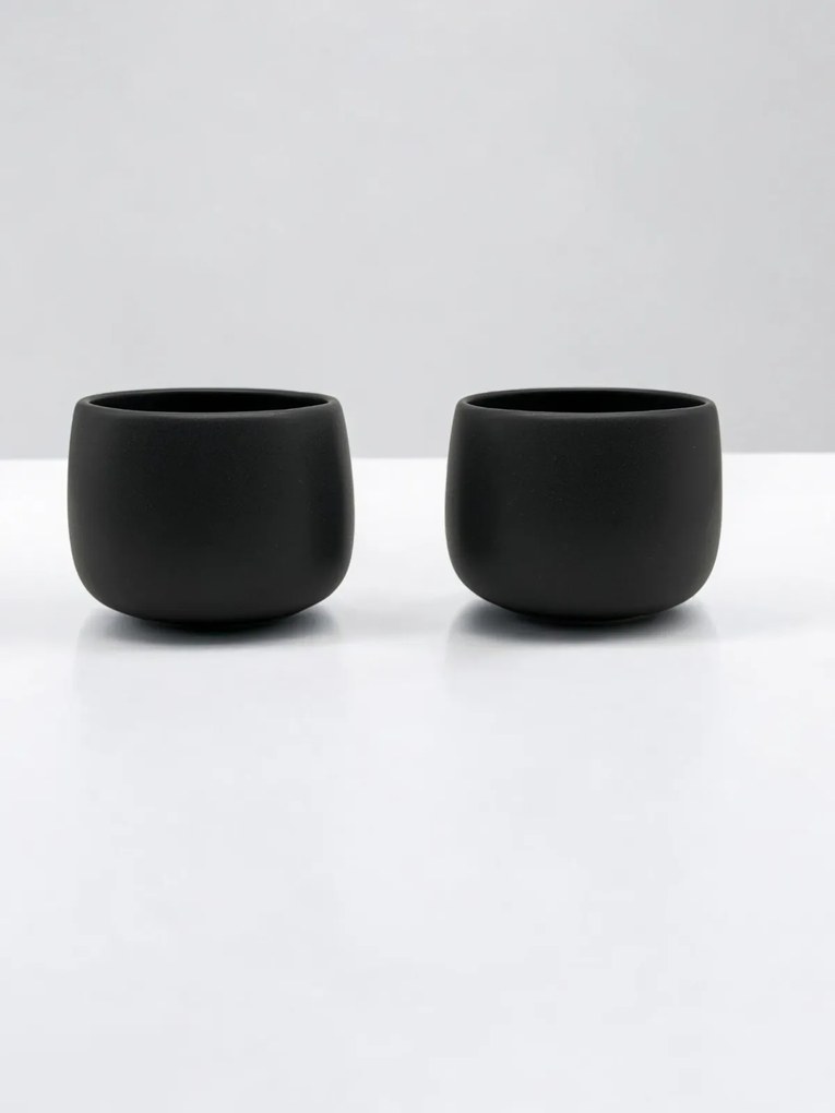 Set 2 Pahare Cafea NOVUM Vulcano Cappucino (Negru Carbon Mat 330ml) Flat White, Latte, Cappucino