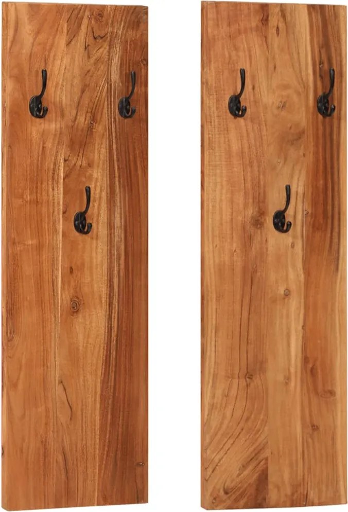 vidaXL Cuier de haine de perete 2 buc. 36x3x110 cm, lemn masiv acacia