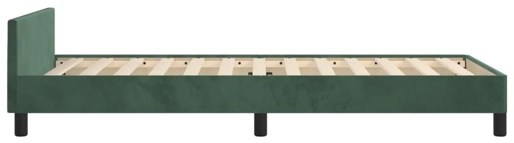 Cadru de pat cu tablie, verde inchis, 90x190 cm, catifea Verde inchis, 90 x 190 cm, Benzi verticale