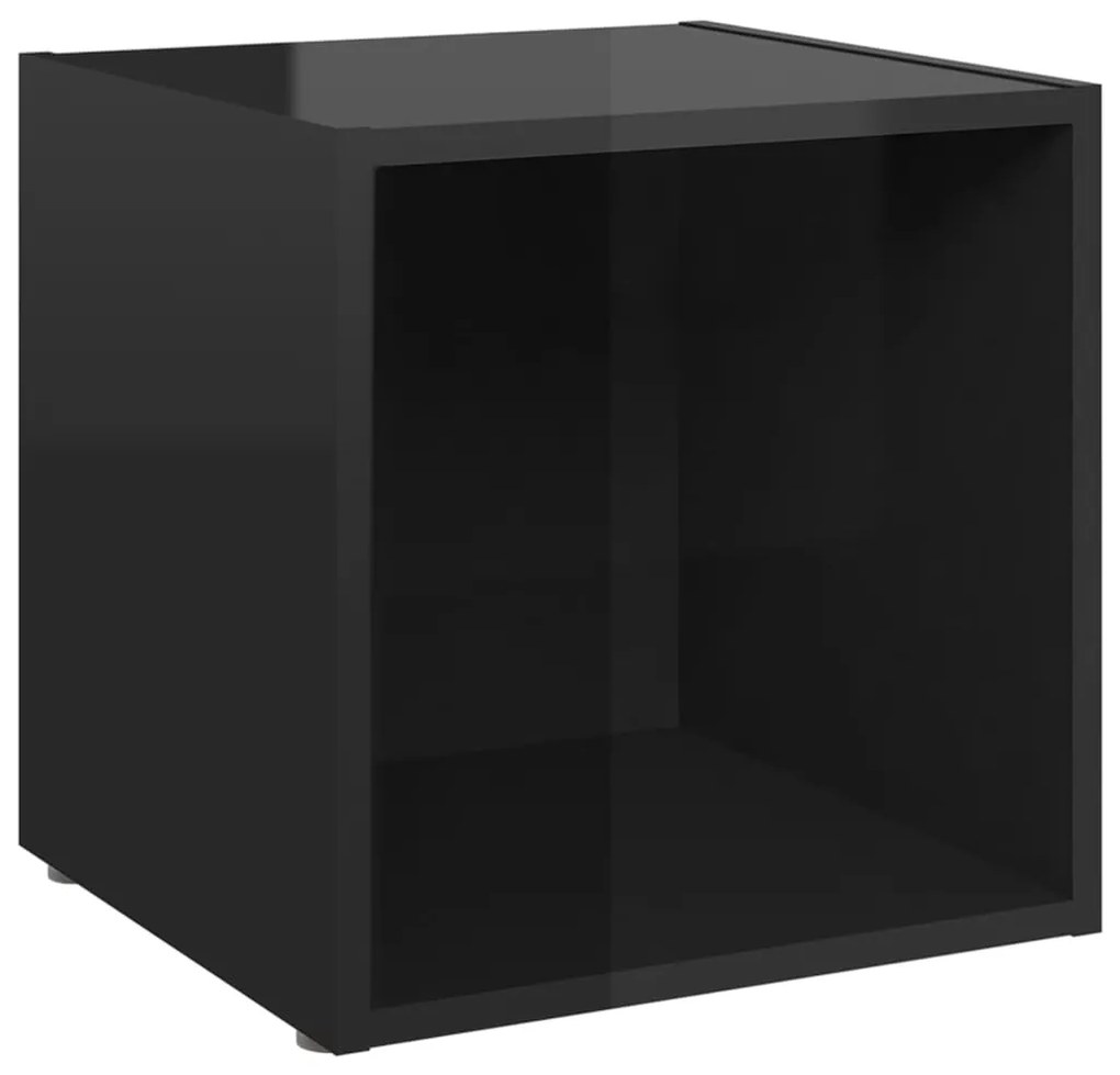 805519 vidaXL Comodă TV, negru extralucios, 37x35x37 cm, PAL