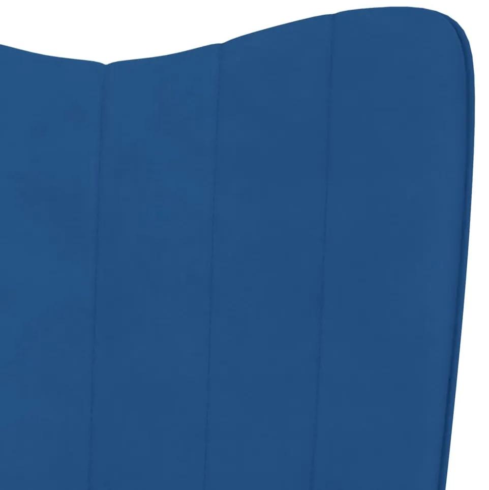 Scaun balansoar cu taburet, albastru, catifea Albastru, Cu suport de picioare, 1