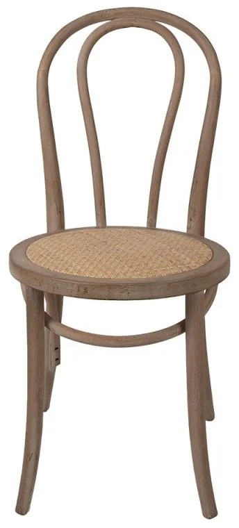 Scaun de dining din lemn masiv și rachită, maro, 42x42x88 cm