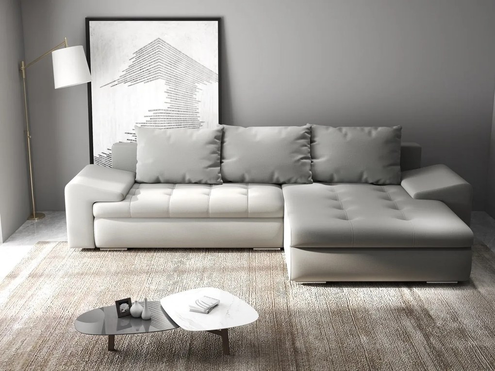 Colțar extensibil dumonde cu ladă de depozitare si sezut confortabil din spuma high-density, Leonardo Royal Gri 260x185 cm II