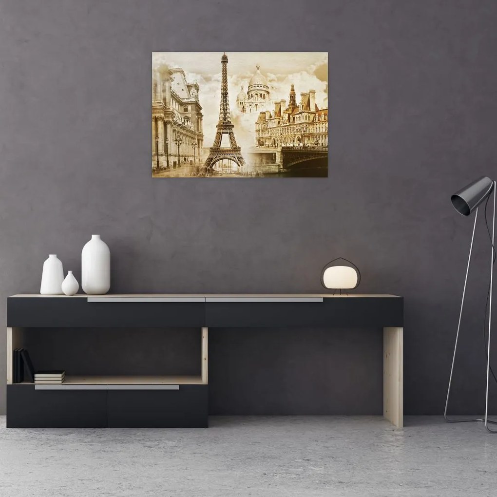 Tablou pe sticlă - Monumente din Paris (70x50 cm)