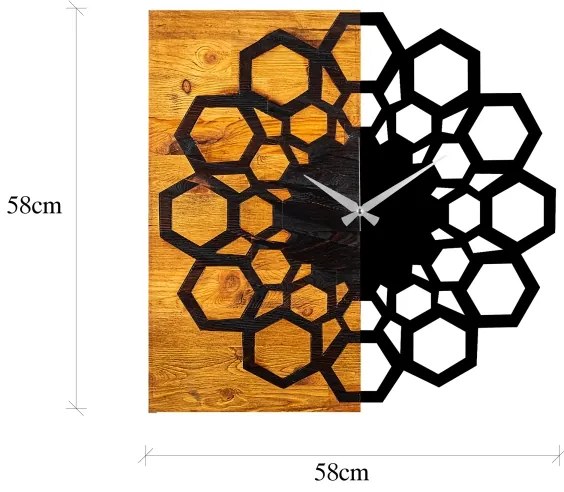 Ceas de perete 58x58 cm 1xAA lemn/metal