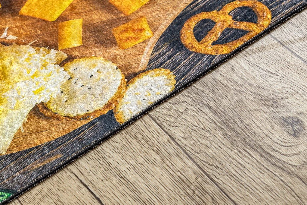 ANDRE 9009 covor lavabil Gustări bucatarie anti-alunecare - maro / galben