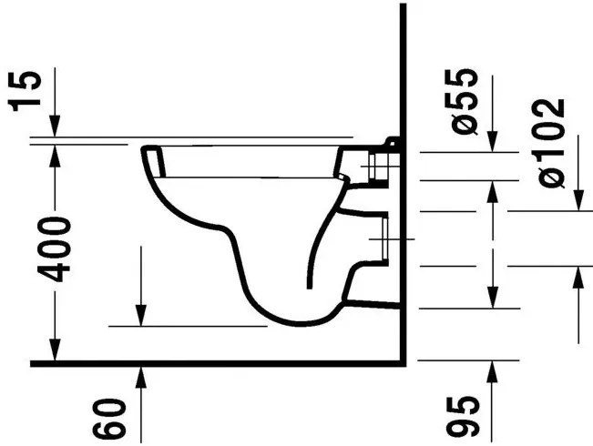 Vas WC suspendat Duravit D-CODE 35x48 cm evacuare orizontala, compact