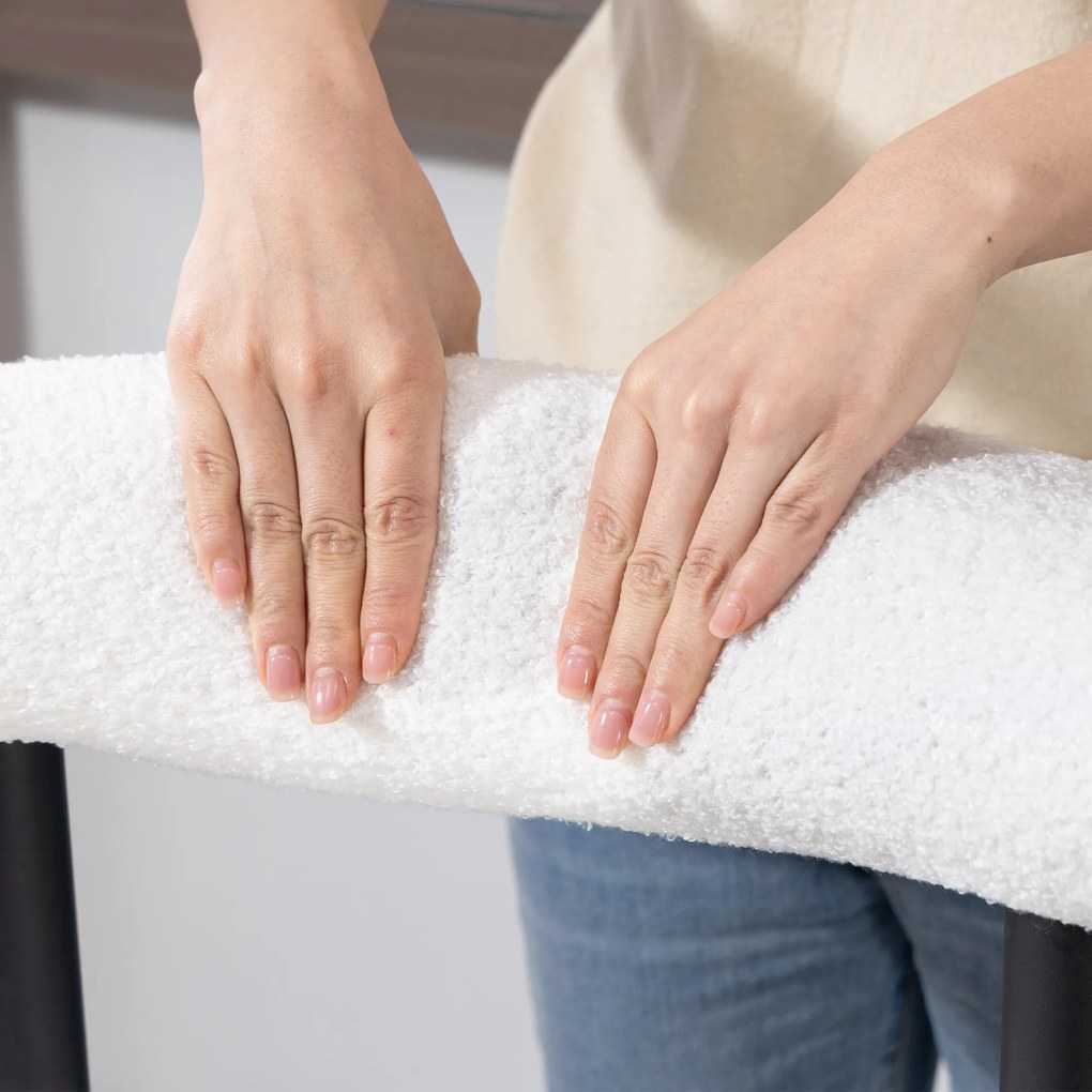 HOMCOM Set de 2 taburete de bar, scaune de bar din țesătură bouclette cu spătar curbat, suport pentru picioare, 50x52,5x98cm, crem | Aosom Romania