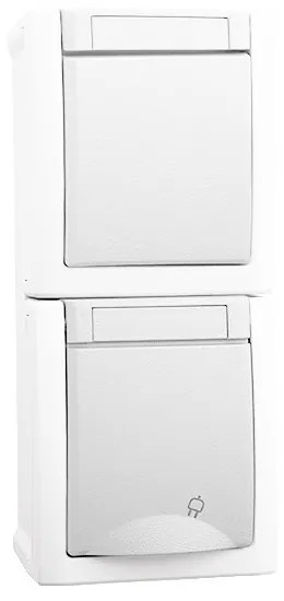 Intrerupator + Priza IP54 Pacific Panasonic, PT, alb