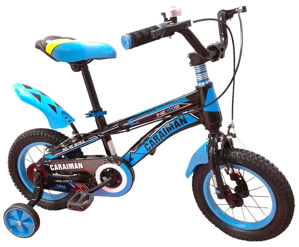 Bicicleta Caraiman, cu roti ajutatoare, roti 12 sau 14 inch, cadru otel, albastra, BC22