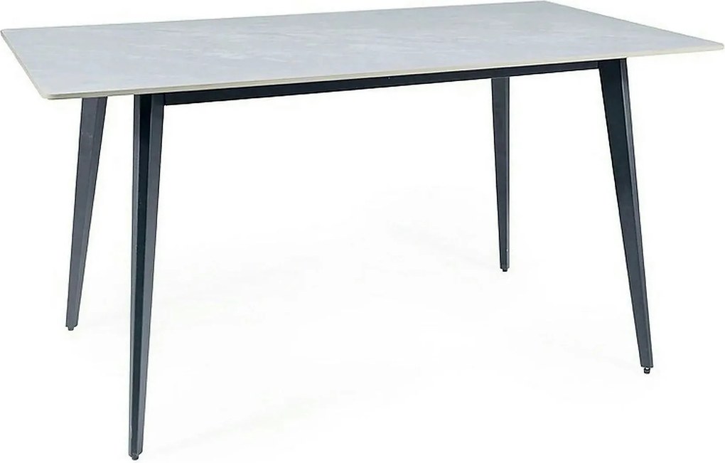 Masa IVY, alb cu efect de marmura/negru, ceramica/metal, 140x80x75 cm