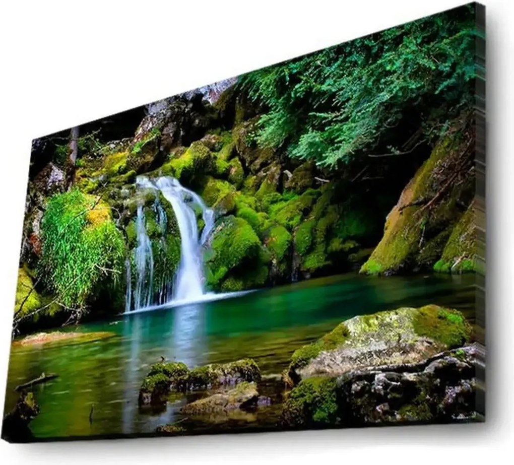 Tablou 4570DACT-34, multicolor, panza/lemn, cu iluminare LED, 70x45 cm