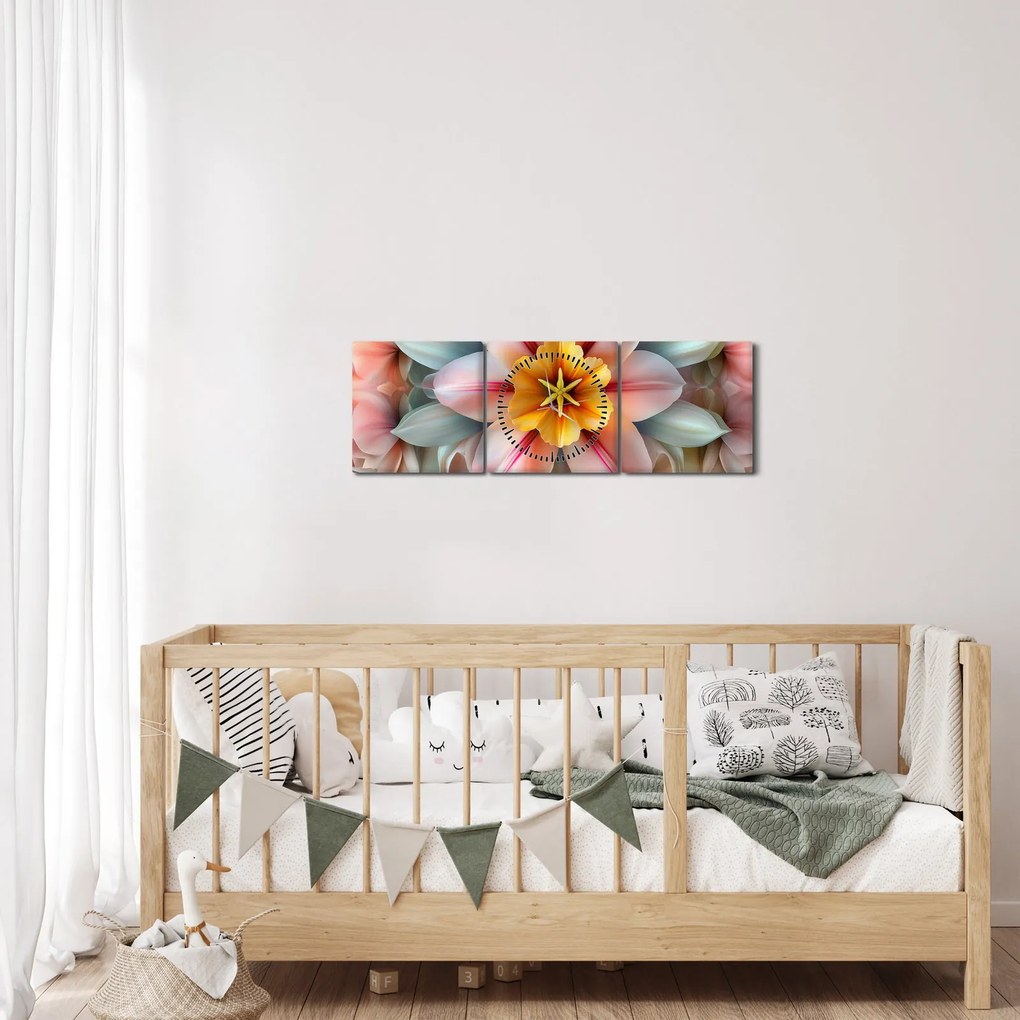 Tablou - Floare caleidoscopică (cu ceas) (90x30 cm)