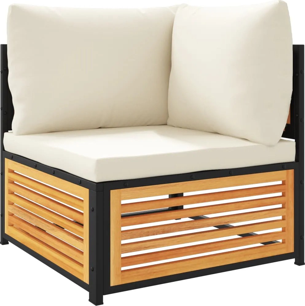 vidaXL Canapea de colț de grădină, cu perne, lemn masiv acacia