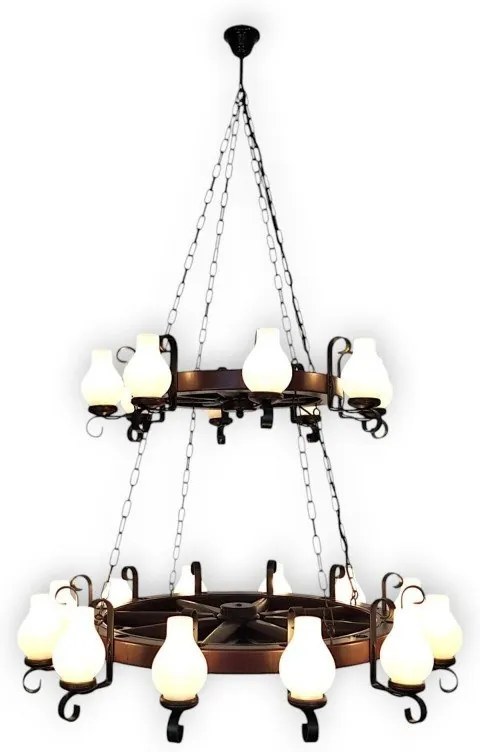 Candelabru rustic fabricat manual din lemn Roata 20L
