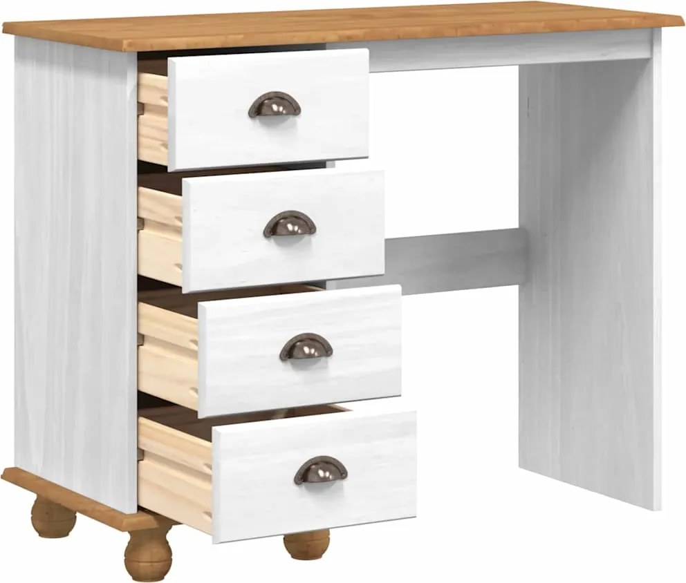 vidaXL Masă de scris ASKIM Alb 95 x 40 x 75 cm Lemn de pin masiv