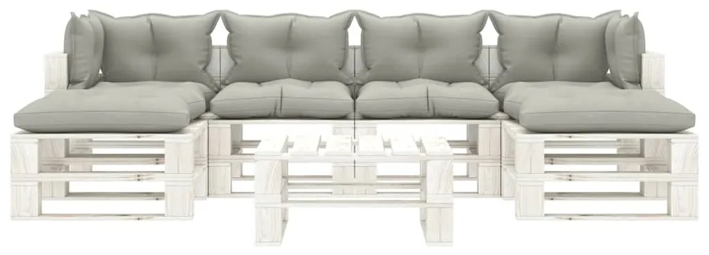 Set mobilier gradina din paleti, 7 piese, perne gri taupe, lemn taupe and white, 1