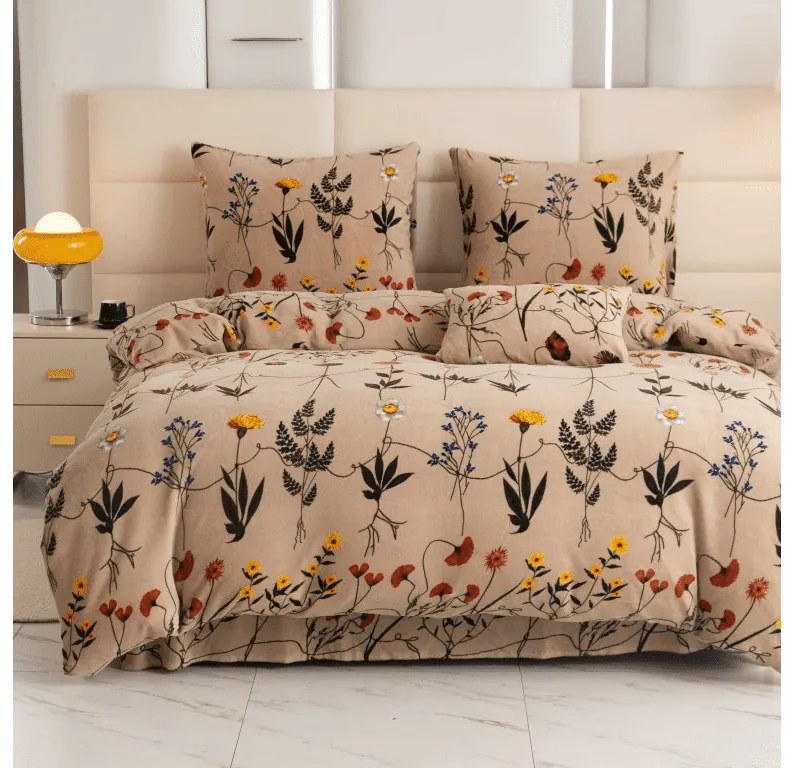 Lenjerie de pat din microplush HERBARIU bej Dimensiune lenjerie de pat: 2 buc 70 x 90 cm | 200 x 220 cm
