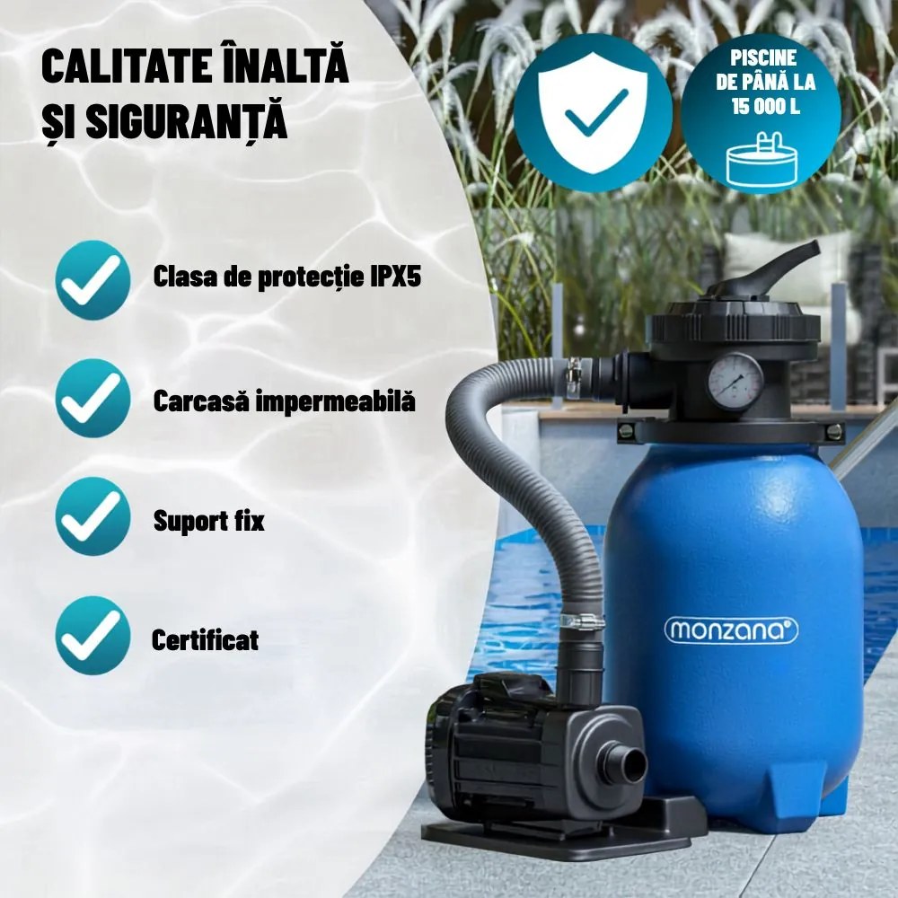 Filtrare cu nisip pentru piscina AQUA cu bile filtrante, 5 000 l/h, albastru Monzana