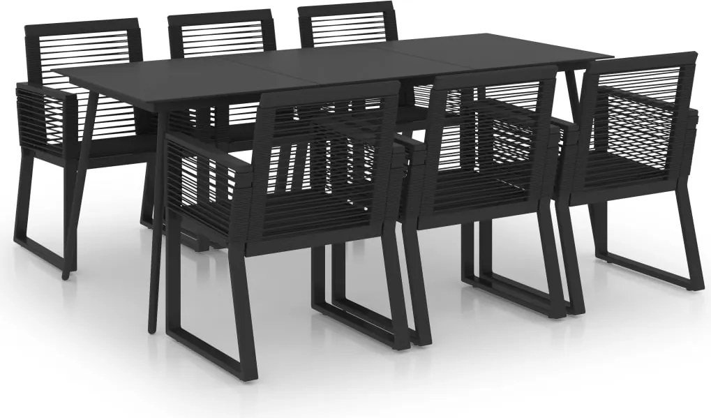vidaXL Set mobilier de exterior, 7 piese, negru, ratan PVC