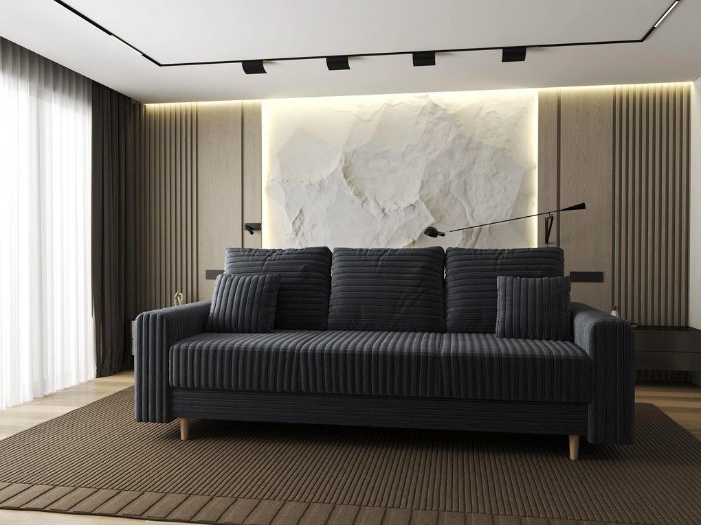 Canapea extensibilă dumonde cu ladă de depozitare si sezut confortabil din spuma high-density, Kronos Ambience Gri 210x100 cm